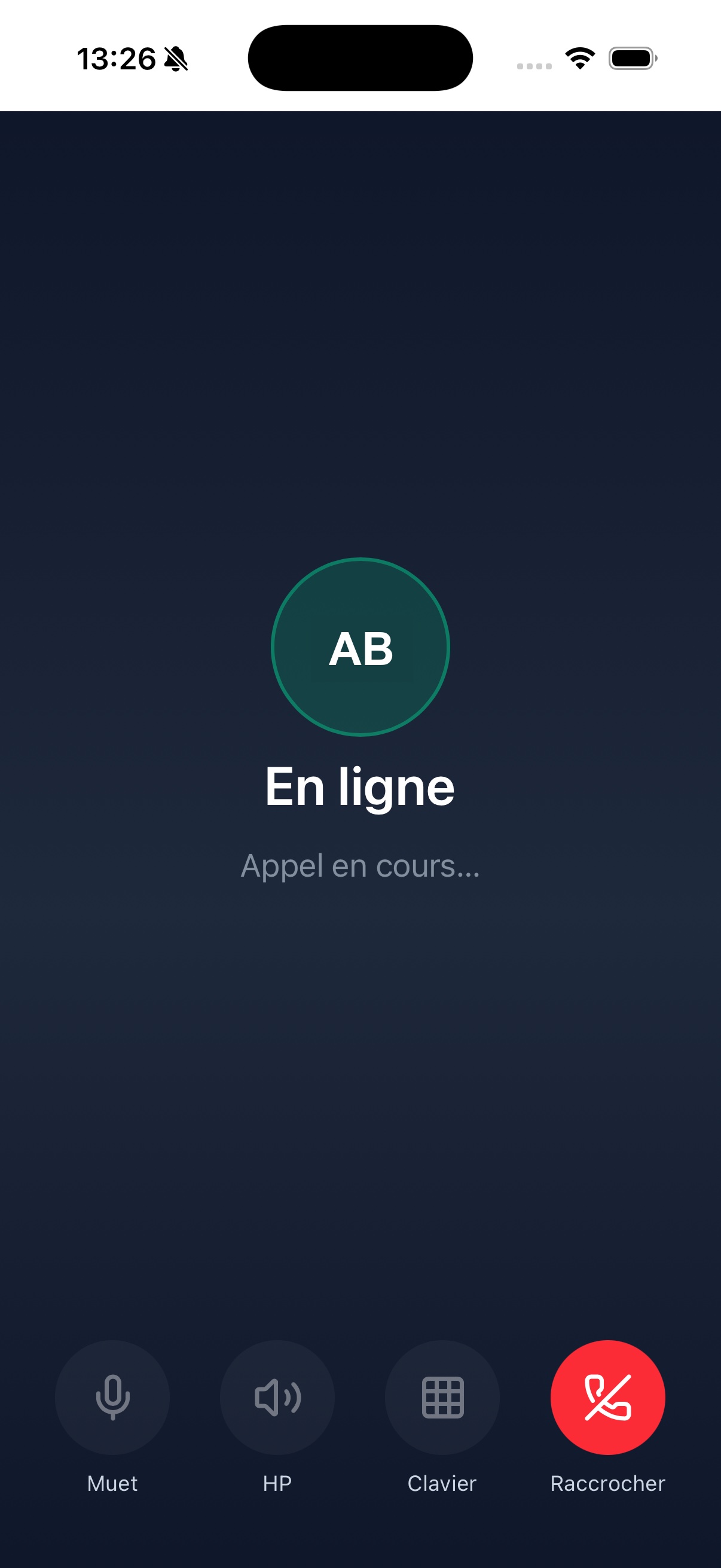Appel patient en cours dans l'app kiné