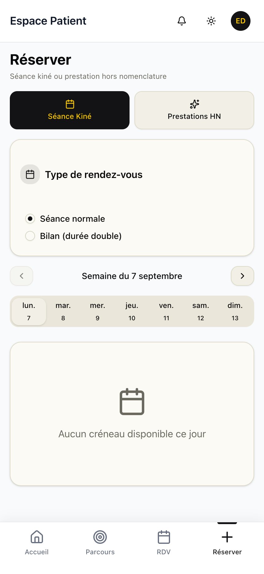 Prise de rendez-vous in-app